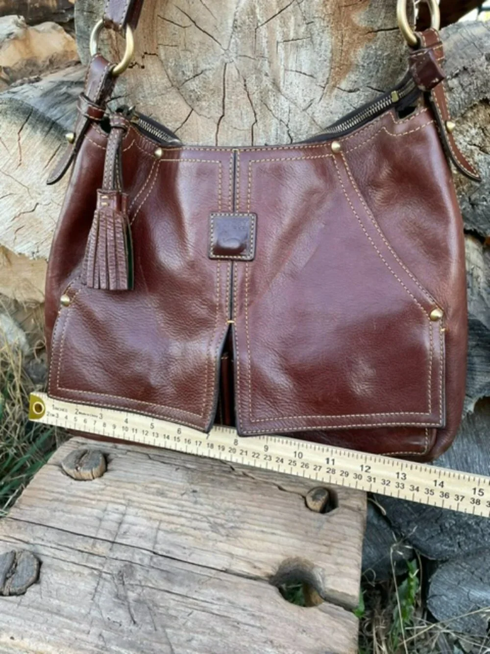 Dooney and Bourke Kingston Hobo Florentine Leather Chestnut
